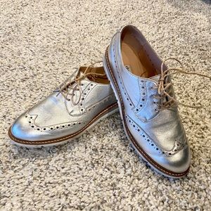 Charles David Wingtip Oxfords in Metallic Silver!